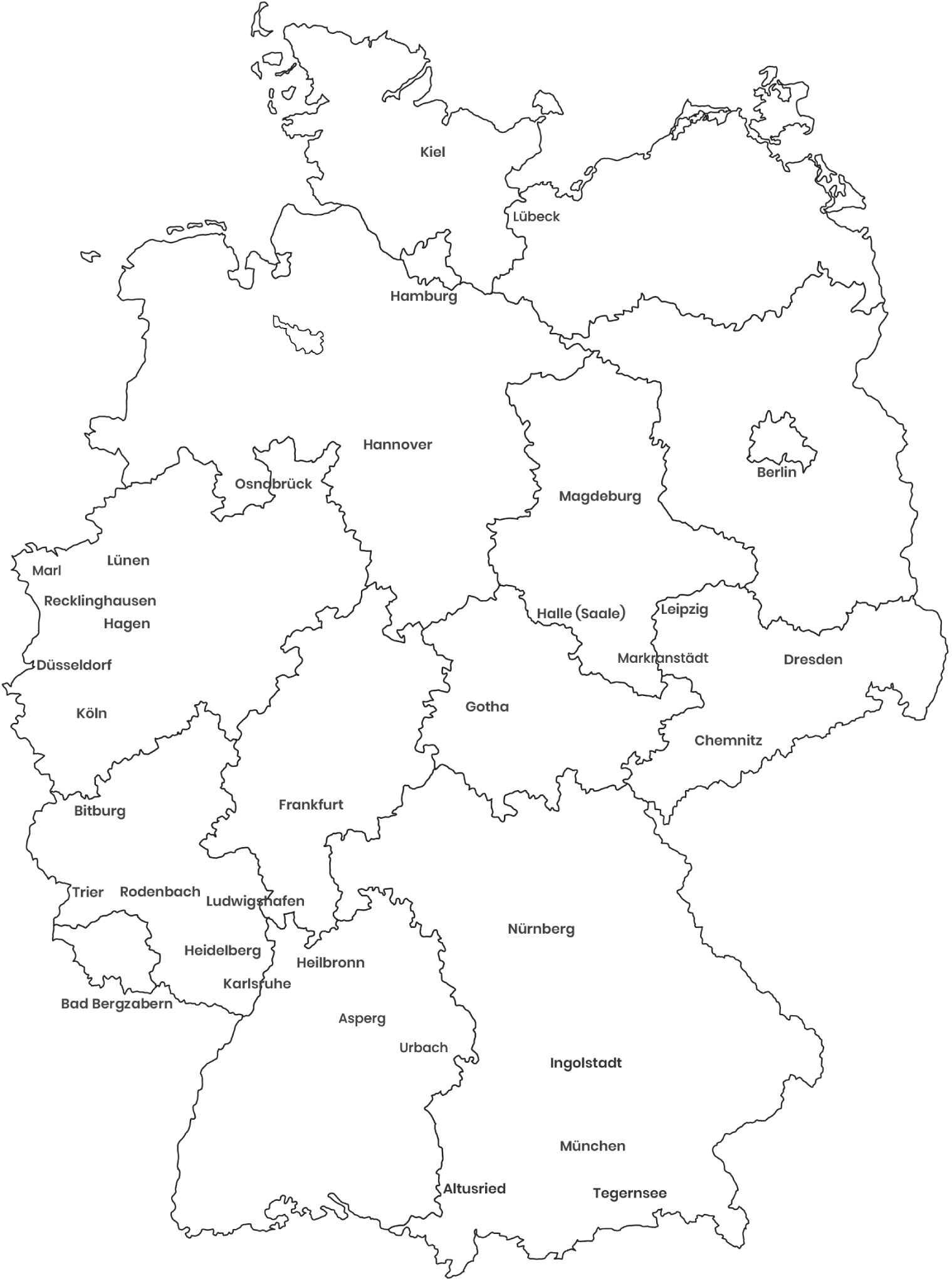 Karte der Standorte in Deutschland